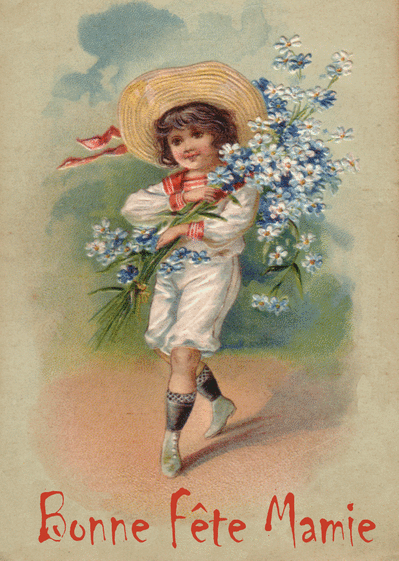 Enfant avec un bouquet de fleurs